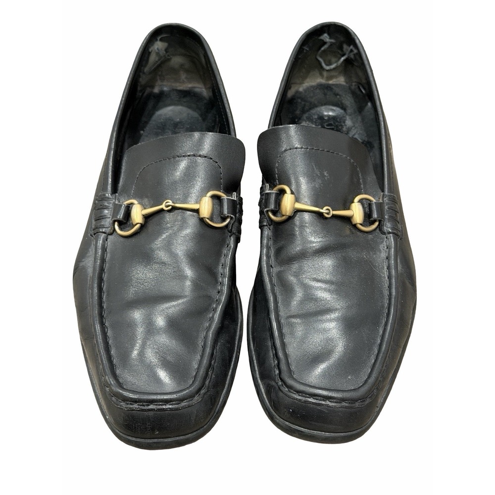 Vintage Mens Gucci Gold Horsebit Buckle Black Leather Driving Loafer 11.5 117708 - Picture 2 of 16